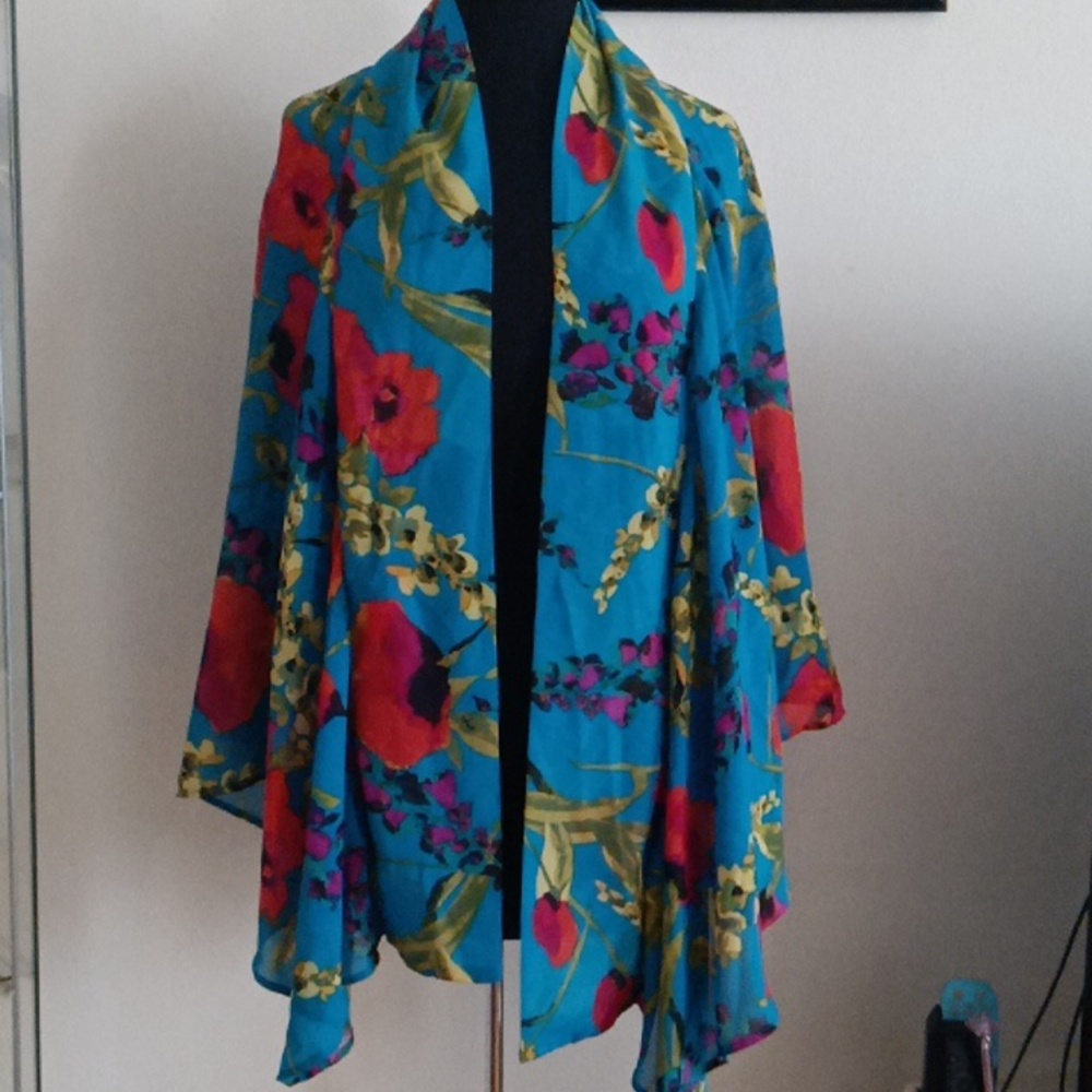 Multi color sheer kimono